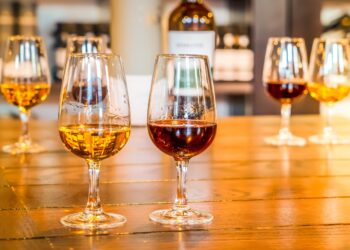 Premium Armenian Brandy in crystal snifter showcasing rich amber color and spirit clarity