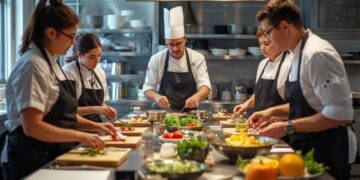 Restaurant staffing solutions with professional kitchen team demonstrating effective hiring and retention strategies