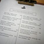 Chef calculando o preço do menu para um novo prato em uma cozinha profissional